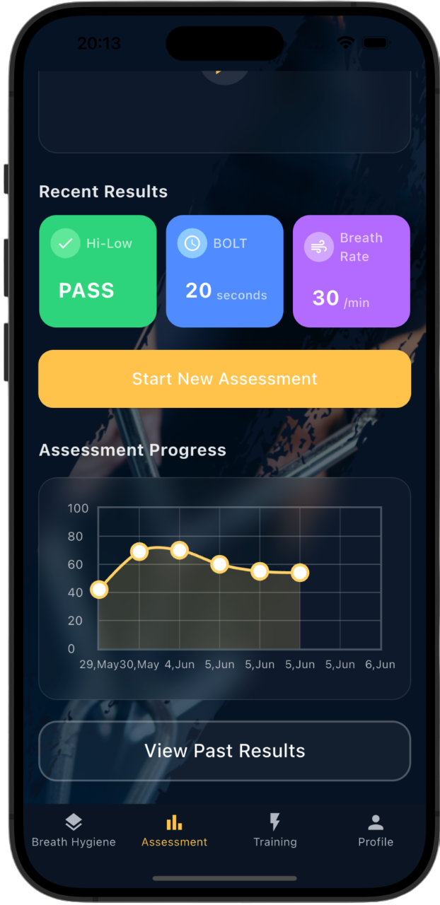 Elite Breathing App Progress Screen